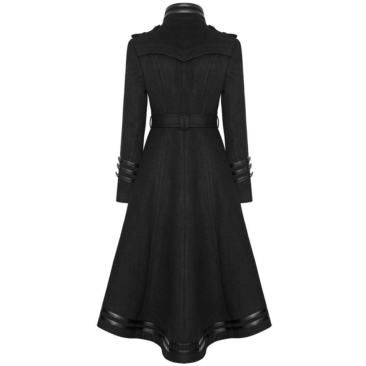 Halloween Bodycon Overcoats Women Gothic Punk Handsome Black Stand Collar Long Coats - Alternative Gothic Dark Wear | Embrace Dark Aesthetic Men & Women Gothic Clothing