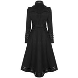 Halloween Bodycon Overcoats Women Gothic Punk Handsome Black Stand Collar Long Coats - Alternative Gothic Dark Wear | Embrace Dark Aesthetic Men & Women Gothic Clothing