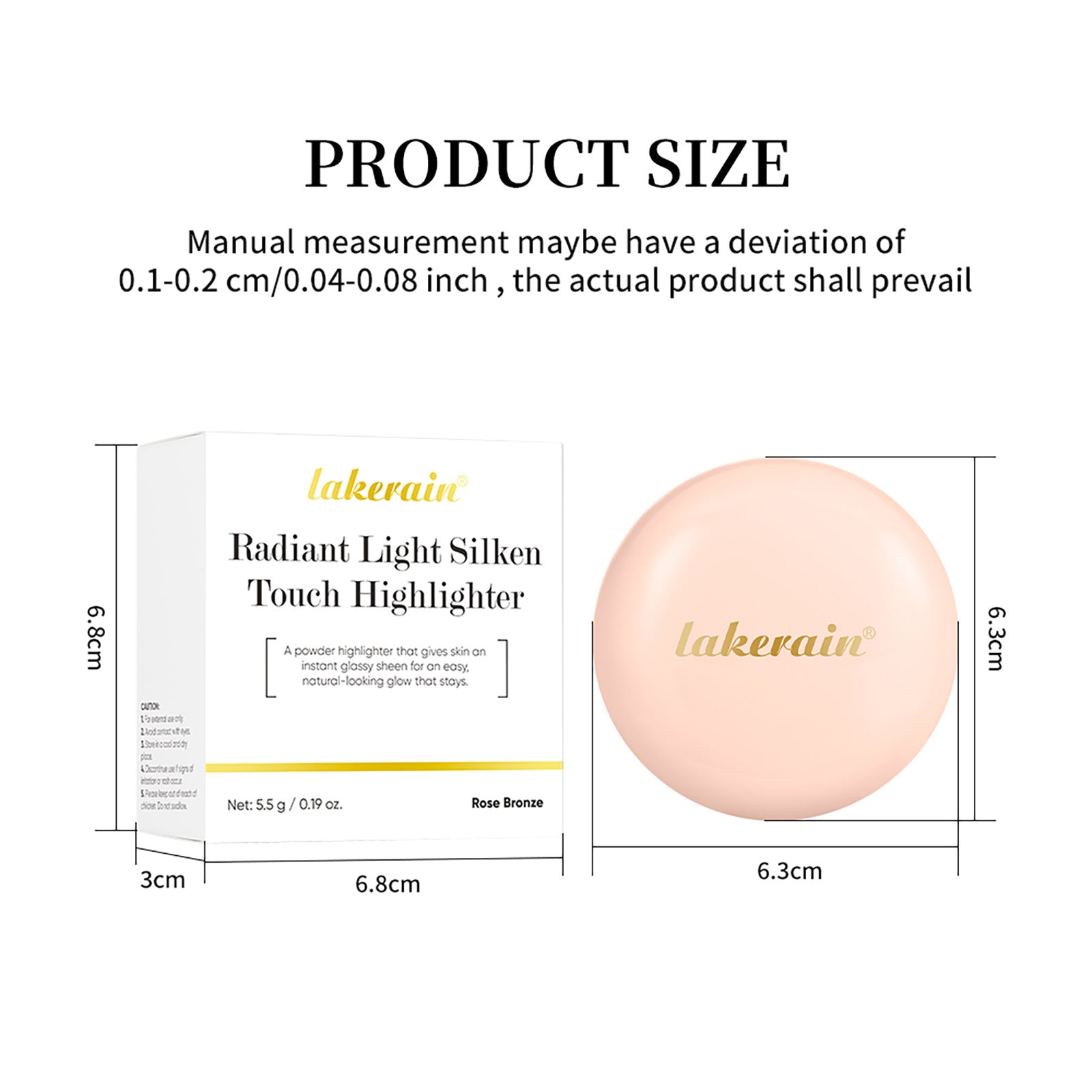 Lakerain Highlighter Powder, Three-dimensional Contour Matte Highlighter Powder