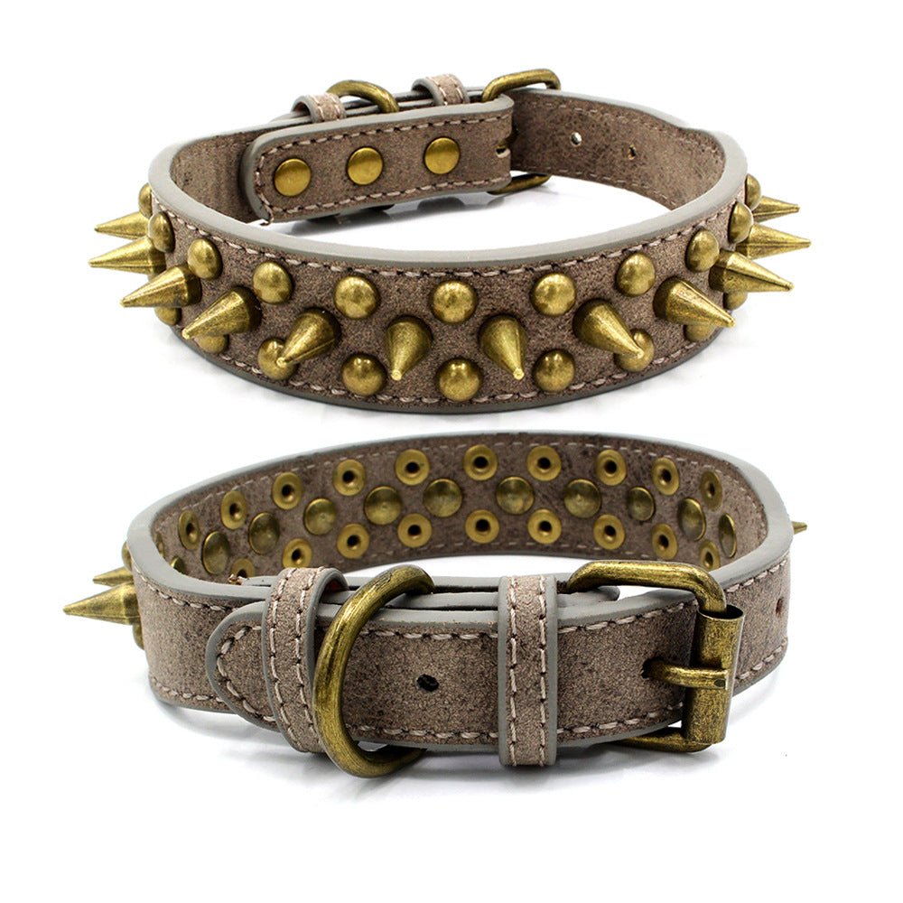 Bronze Pet Collar with Pointed Rivet Detailing Bold and Edgy Look - Alternative Gothic Dark Wear | Embrace Dark Aesthetic Men & Women Gothic Clothing