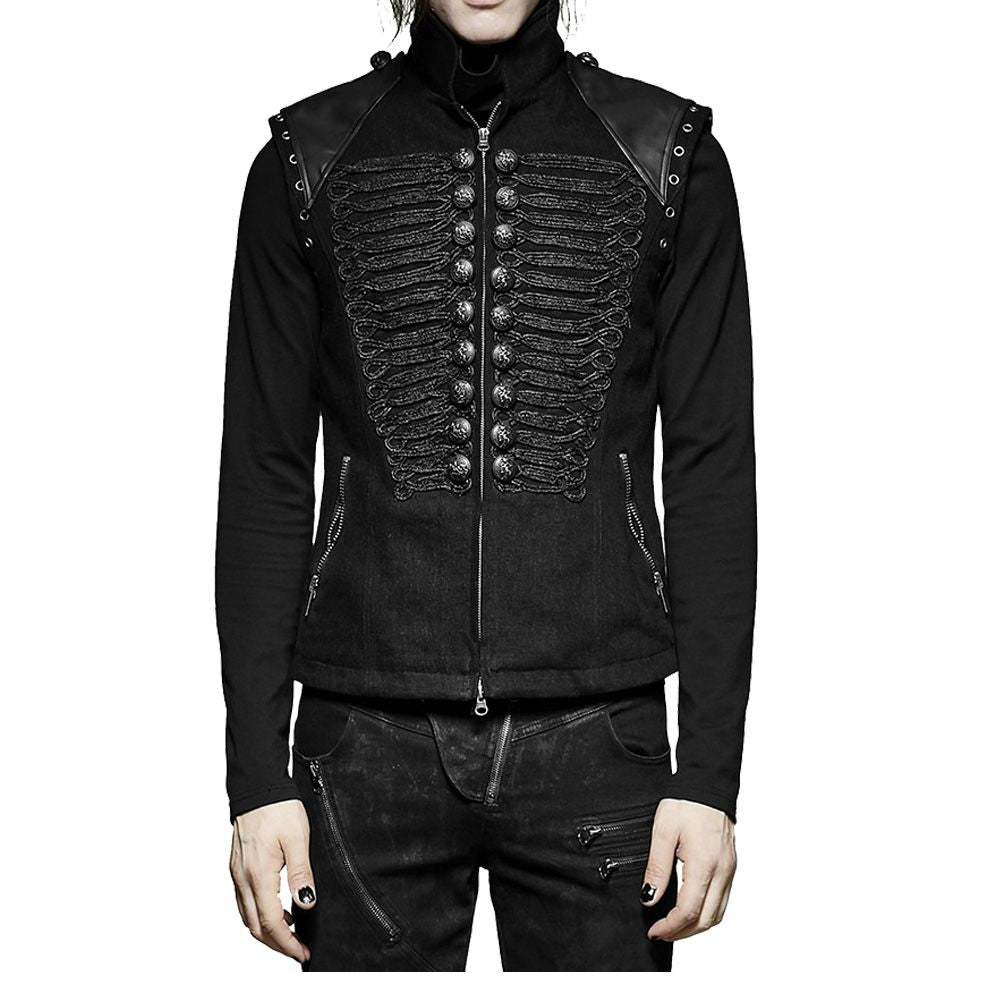 Men Sleeveless Military Jacket Gothic Black Military Style Vest - Alternative Gothic Dark Wear | Embrace Dark Aesthetic Men & Women Gothic Clothing
