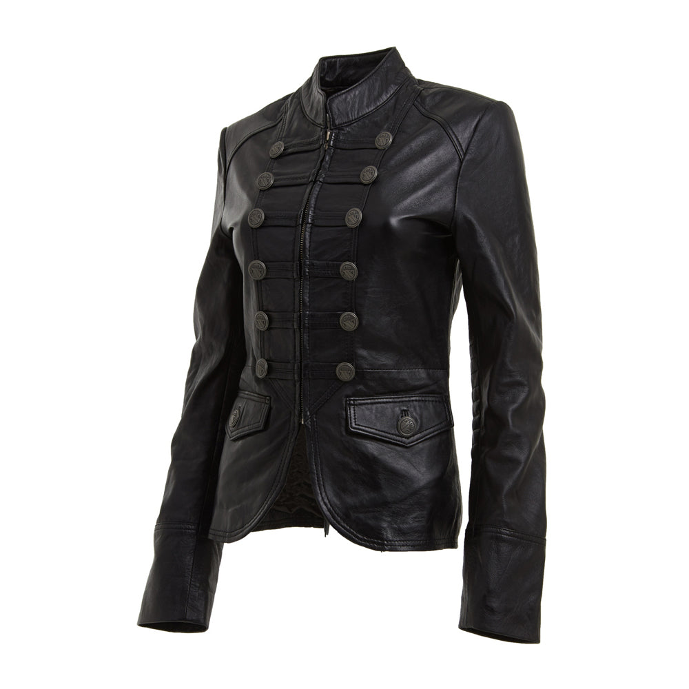 Women Military Coat Fashion Style Leather Blazer Coat Comfort Style - Alternative Gothic Dark Wear | Embrace Dark Aesthetic Men & Women Gothic Clothing