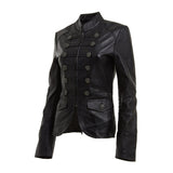 Women Military Coat Fashion Style Leather Blazer Coat Comfort Style - Alternative Gothic Dark Wear | Embrace Dark Aesthetic Men & Women Gothic Clothing