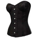 Women Real Leather Overbust Gothic Corset with Cups | Steel Boned Waist Training Bustier Corset