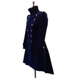 Military Double-Breasted Royal Blue Velvet Coat | Gothic Formal Men Jacket