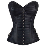 Women Gothic Faux Leather Overbust Corset | Sexy Steel Boned Waist Training Corset