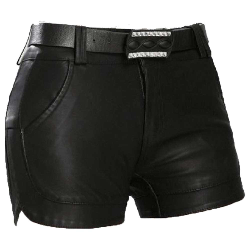 Women Genuine Leather Black Shorts | Sexy Gothic Hot Pants in Soft Lambskin