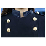 Women British Style Wool Blend Trench Coat | Double-Breasted Long Military Jacket