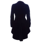 Victorian Black Velvet Ruffle Frock Coat | Women's Military Gothic Waterfall Jacket