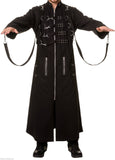 Men Gothic Black Trench Coat with Harness Straps | 4-in-1 Transformable Punk Statement Piece