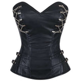 Women Gothic Waist Trainer Overbust Corset | Cerys Vintage Leather Bustier Corset