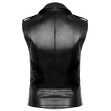 Unisex Brando Biker PU Vest | Gothic Punk Motorcycle Waistcoat with Blood Red Lining