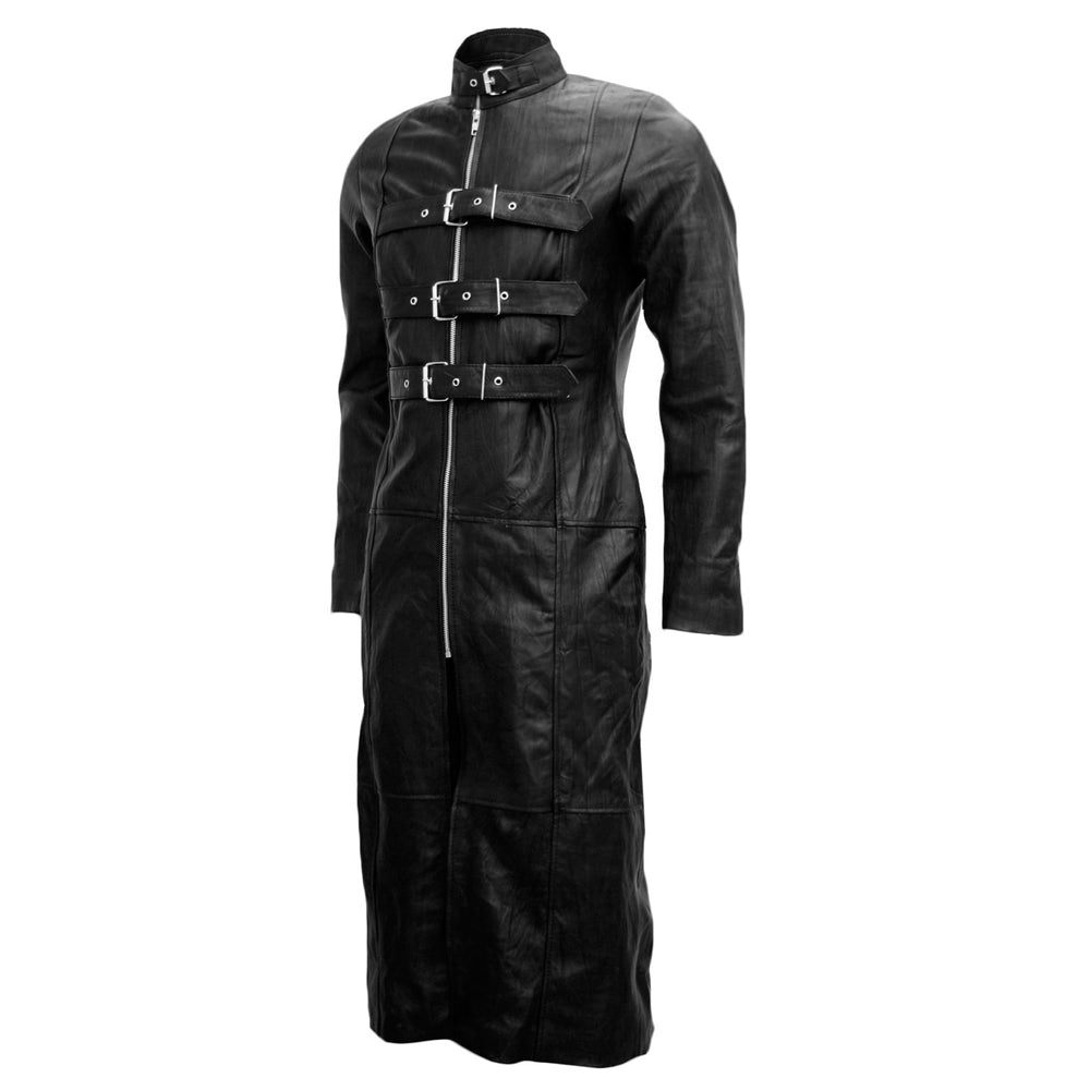 Handmade Leather Trench Coat Full Length Victorian Coat Buckle Stylish - Alternative Gothic Dark Wear | Embrace Dark Aesthetic Men & Women Gothic Clothing
