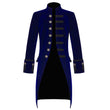 Men Blue Velvet Steampunk Tailcoat | Victorian Gothic Frock Coat with Double-Breasted Front