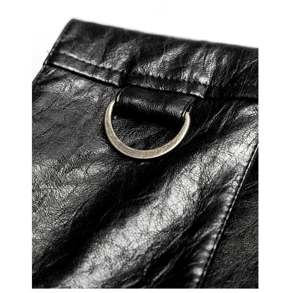 Punk Men Dieselpunk Waistcoat | Black Gothic Faux Leather Men Gothic Vest