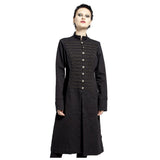 Women Gothic Officer Black Trench Coat | Military-Inspired Elegance Coat