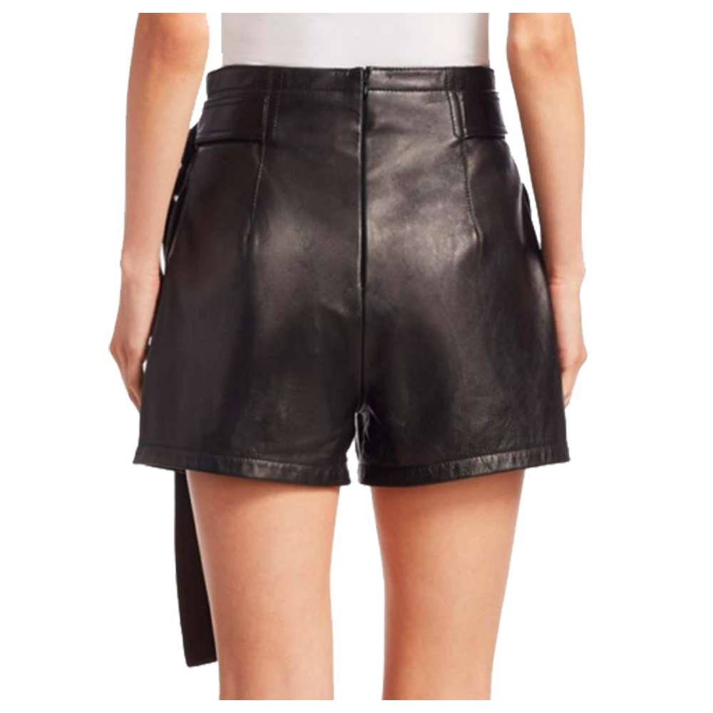 Women Genuine Lambskin Leather Shorts | Moto Biker High-Waist Hot Pants