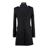 Men Long Trench Coat Gothic Stand Collar Woolen Gothic Slim Personalized Jacket - Alternative Gothic Dark Wear | Embrace Dark Aesthetic Men & Women Gothic Clothing