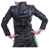 Women Long Black Military Trench Coat | Genuine Leather Gothic Outerwear