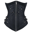 Women Chelsea Faux Leather Longline Corset | Gothic Underbust Waist Training Corset