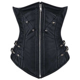 Women Chelsea Faux Leather Longline Corset | Gothic Underbust Waist Training Corset