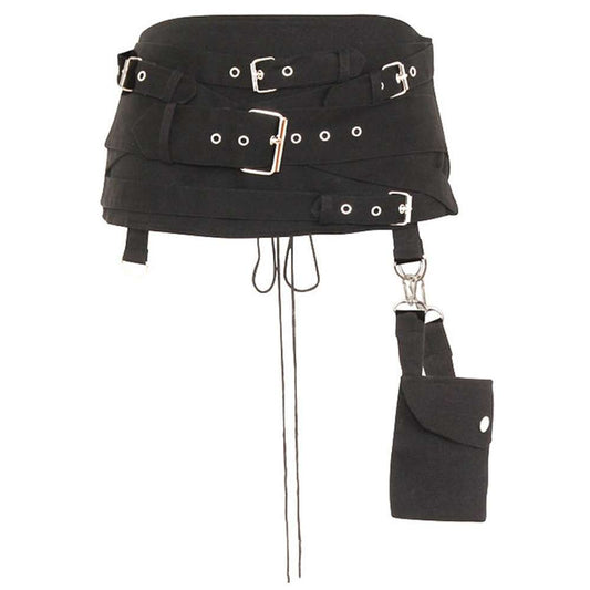 Women Gothic Buckle Mini Skirt | Edgy Black Goth Fashion Skirt