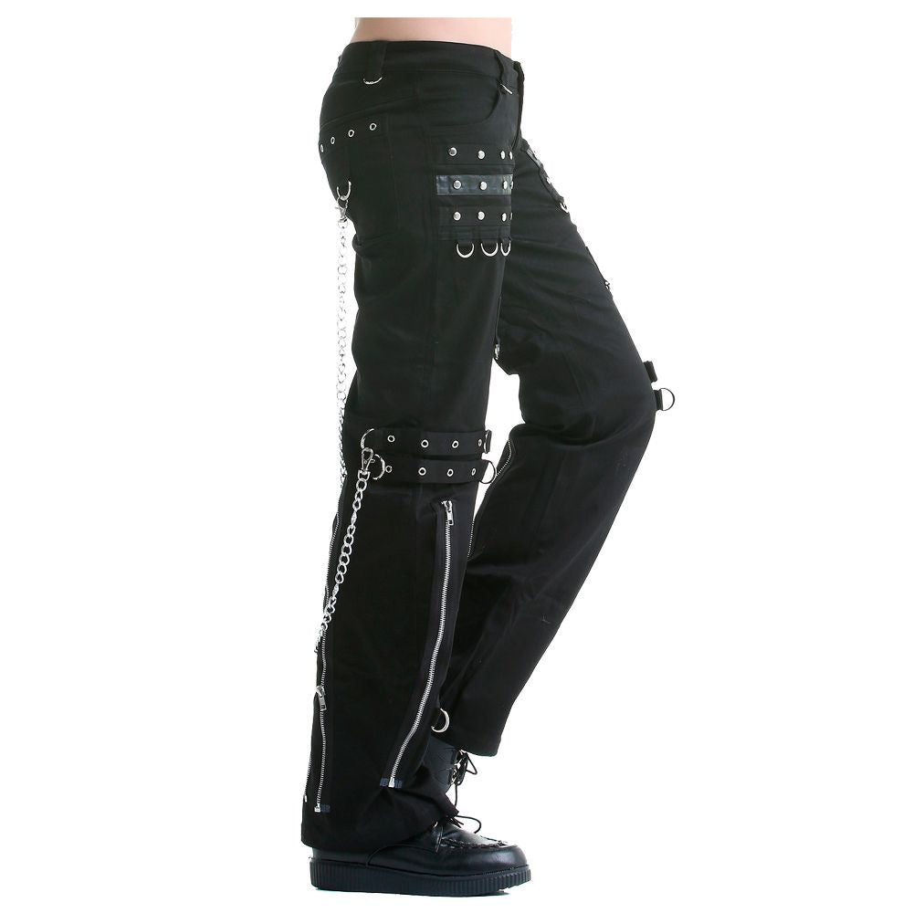 Men Gothic Black Zipper Pant | Black Gothic Chained Pant Cotton Pant