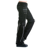 Men Gothic Black Zipper Pant | Black Gothic Chained Pant Cotton Pant