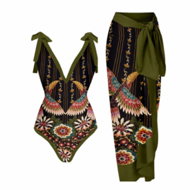 Siamese Conservative Covering Belly Thin Swimsuit French Retro One-piece Bikini