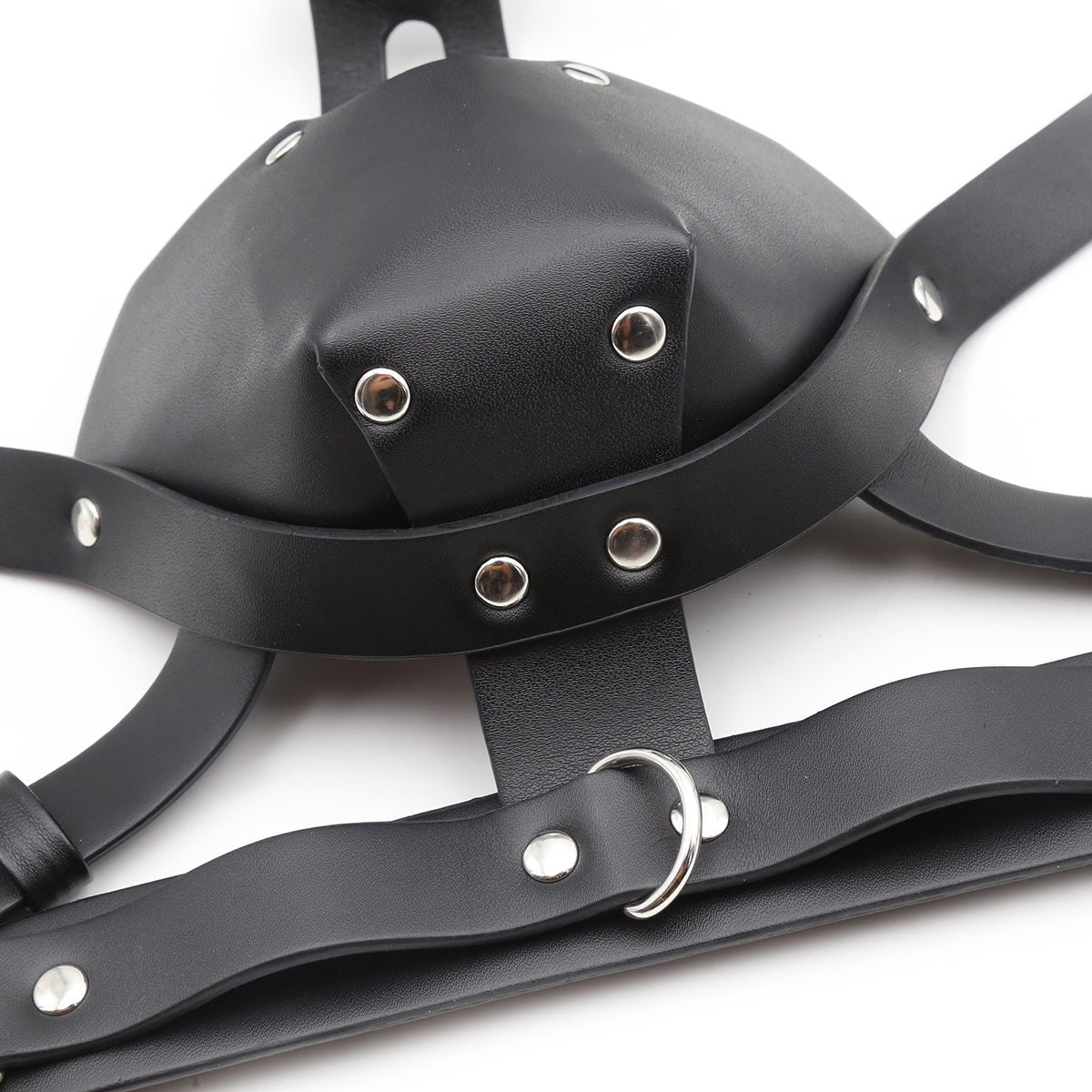 Black Leather Harness Type Head Cover - Alternative Gothic Dark Wear | Embrace Dark Aesthetic Men & Women Gothic Clothing