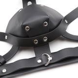 Black Leather Harness Type Head Cover - Alternative Gothic Dark Wear | Embrace Dark Aesthetic Men & Women Gothic Clothing