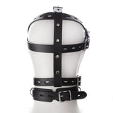 Black Leather Harness Type Head Cover - Alternative Gothic Dark Wear | Embrace Dark Aesthetic Men & Women Gothic Clothing