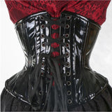 Shiny Black PVC Waist Trainer Corset | Steel Boned Fetish Cincher with Wet-Look Finish