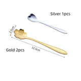 Stainless Steel Korean Spoon Long Handle Cherry Blossom Stirring