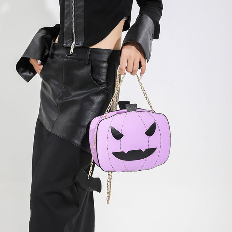 Halloween Cartoon Pumpkin Shoulder Bag For Girls Personality Funny Creative Chain Crossbody Bags Women - Alternative Gothic Dark Wear | Embrace Dark Aesthetic Men & Women Gothic Clothing