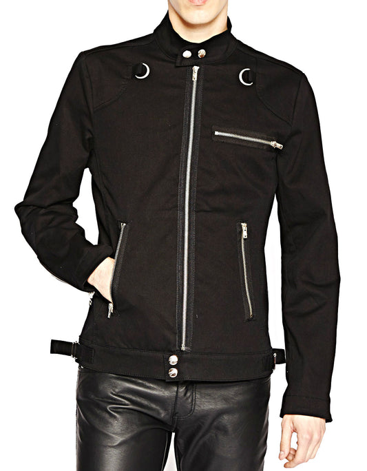 Men Gothic EMO Biker Jacket | Black Punk Rock Motorcycle Style Coat