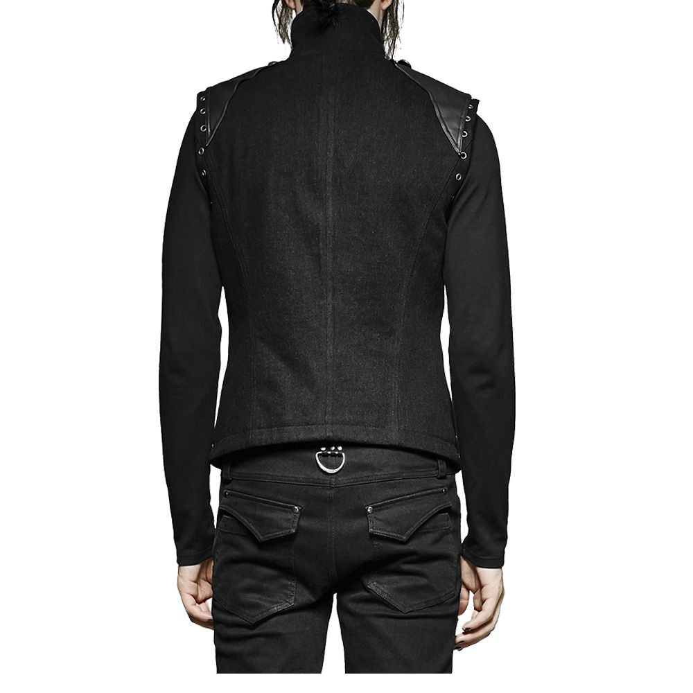 Men Sleeveless Military Jacket Gothic Black Military Style Vest - Alternative Gothic Dark Wear | Embrace Dark Aesthetic Men & Women Gothic Clothing