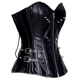 Women Gothic Sheep Leather Overbust Corset | Steampunk Waist Training Corset