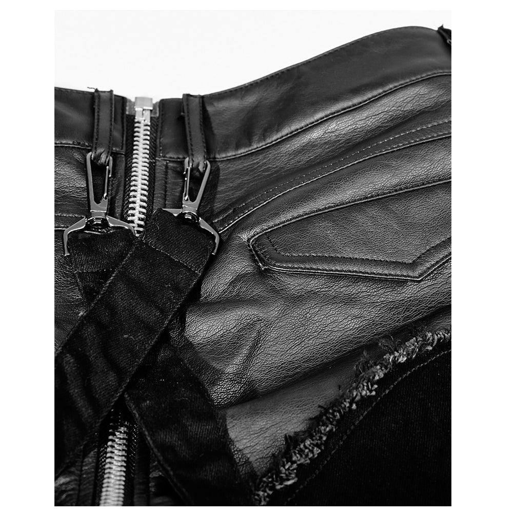 Women Jeans Apocalyptic Style Pant Gothic Black Military Trousers Black Sexy Faux Leather Pant - Alternative Gothic Dark Wear | Embrace Dark Aesthetic Men & Women Gothic Clothing