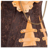 Women Hall Brown Steampunk Corset | Attached Neck Gear Overbust Corset