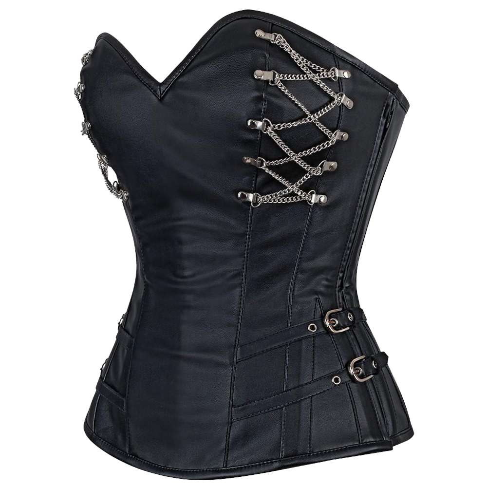 Women Gothic Waist Trainer Overbust Corset | Cerys Vintage Leather Bustier Corset