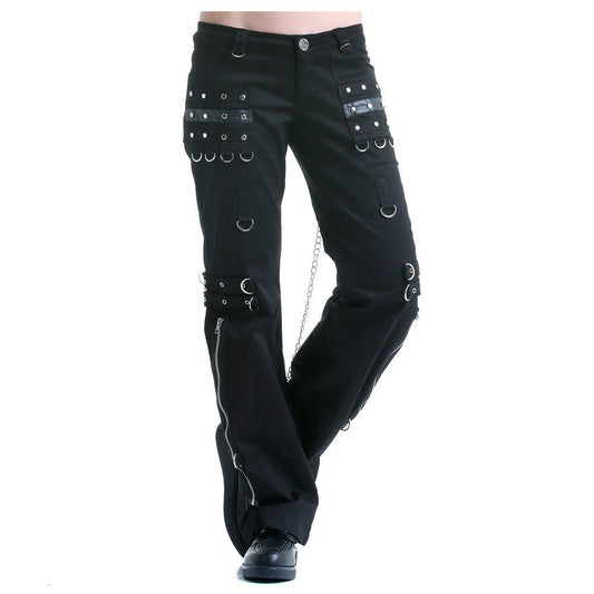 Men Gothic Black Zipper Pant | Black Gothic Chained Pant Cotton Pant
