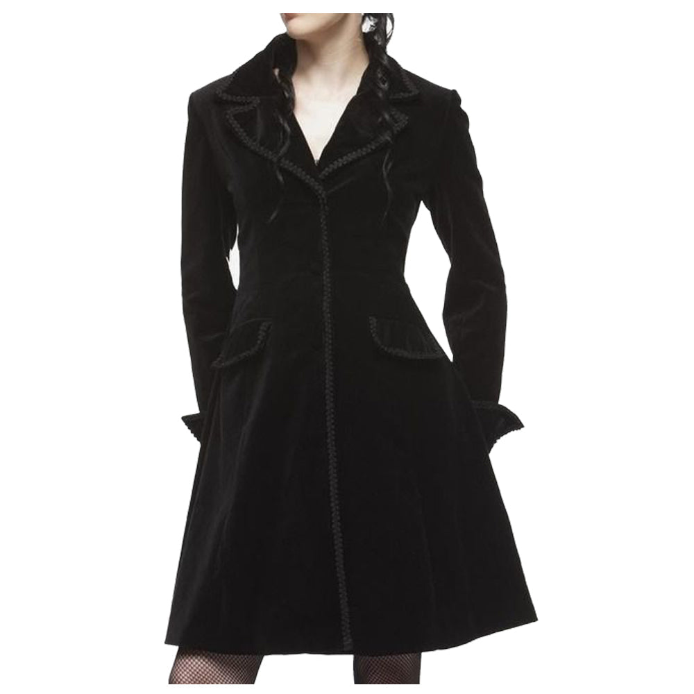 Women Victorian Velvet Frock Coat | Gothic Black Velvet Long Jacket