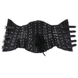 Women Black Leather Waist Slimming Corset | Steel Boned Gothic Shaper