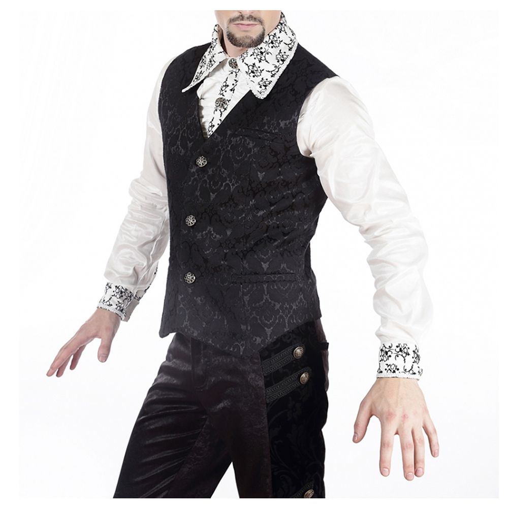 Pentagramme Palatine Mens Black Waistcoat - Alternative Gothic Dark Wear | Embrace Dark Aesthetic Men & Women Gothic Clothing