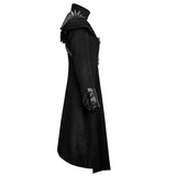 Women Gothic Long Black Coat with Spiked Shoulders | Steampunk Punk Rivet Trench Coat