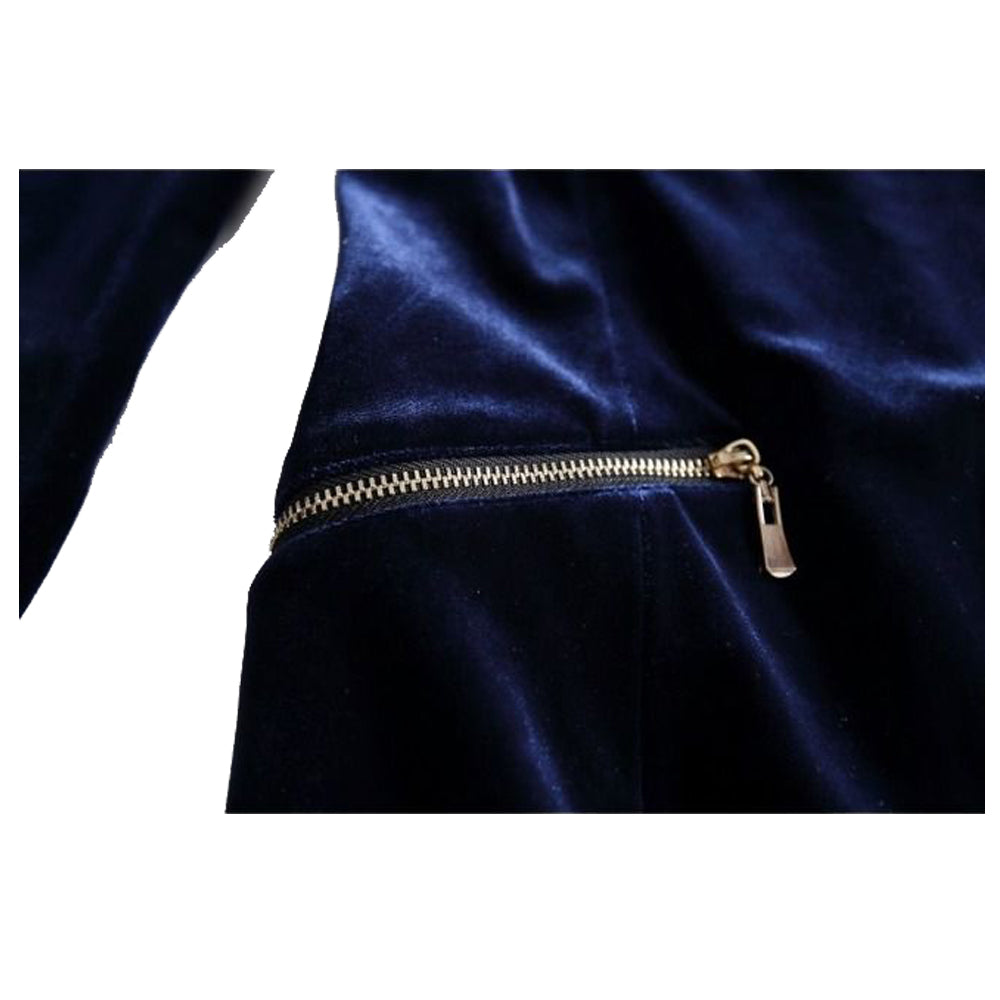 Women Slim Velvet Gothic Coat | Zipper Front Elegant Goth Outerwear