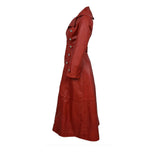 Women Red Leather Military Trench Coat | Real Gothic Full-Length Outerwear
