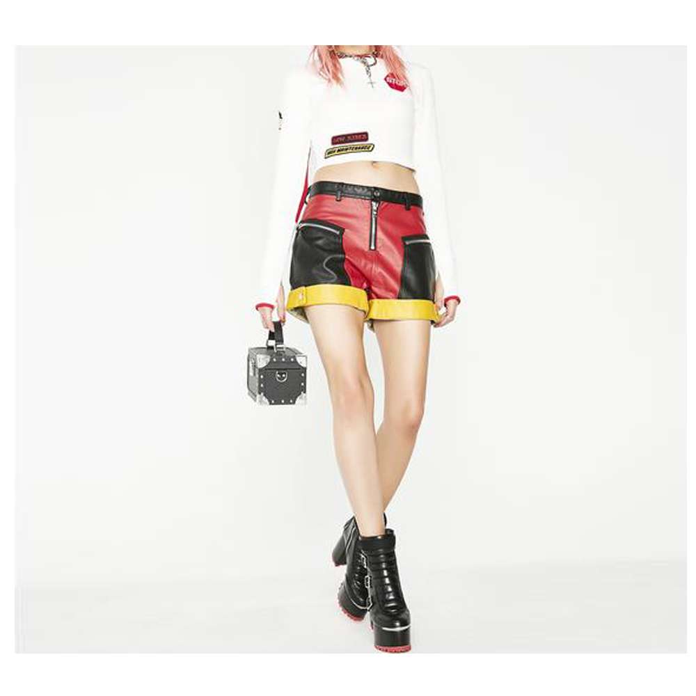 Women Biker Tailgate Moto Skirt | Gothic EMO Short Skirt with Current Mood Style