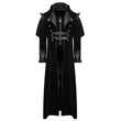 Men Gothic Steampunk VTG Highwayman Long Coat | Black Twill Trench with Faux Leather Cape & Straps